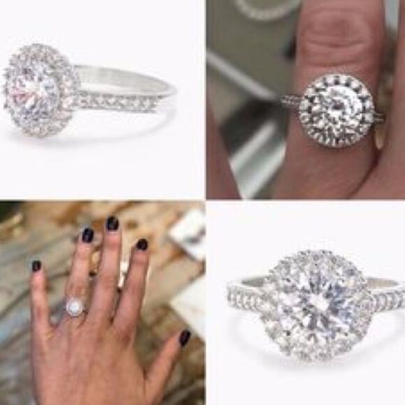 Stella & Dot Elina Halo Ring Size 8 CZ - Picture 7 of 7